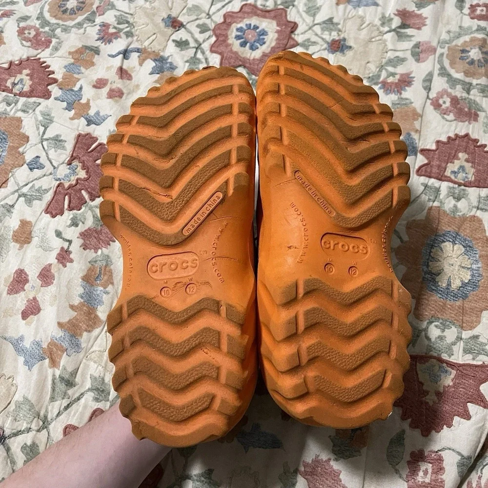 Rare Crocs Axle‎ Islander Boat Shoes Orange Foam Leather Men 10 Women 12 Unisex